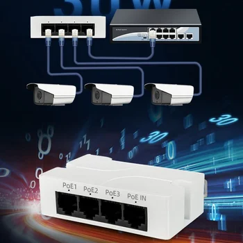 10/100 Мбит/с 3-Портовый POE Удлинитель 1 в 3 Ретранслятор Сетевого коммутатора POE с IEEE802.3af для PoE NVR IP-камеры AP