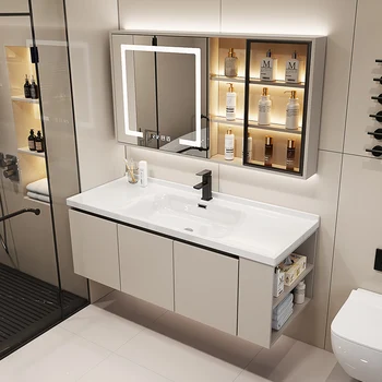 Легкая Роскошная Встроенная керамическая раковина, Комбинированный шкаф для ванной Комнаты, Стол для ванной комнаты, Раковина, Умывальник, Зеркальный шкаф