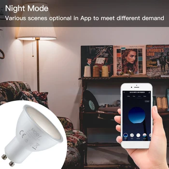 Электрическая лампочка MoesHouse GU10 400LM Умная электрическая лампочка Wi-Fi 2,4 ГГц Работает с Alexa Google Assistant RGB, Меняющая Цвет, Лампа с регулируемой яркостью