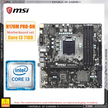 1151 Комплект материнской платы MSI H170M PRO-DH + I3 7100 cpu intle H170 4x DDR4 64GB PCIe 3.0 SATA III USB3.1 HDMI Micro ATX