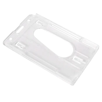 1X Вертикальный жесткий пластиковый держатель для бейджа, двойная карточка ID, мультипрозрачная 10x6 см