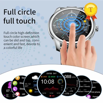 2021 полный круглый сенсорный экран Смарт-Часы IP68 Водонепроницаемый Фитнес-Трекер Сердечного Ритма Артериального Давления Смарт-Фитнес-браслет