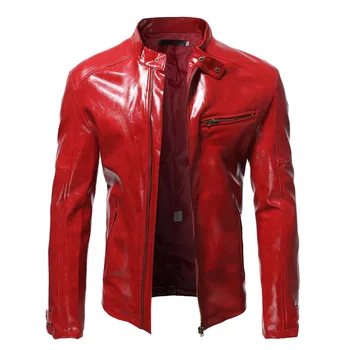 2023 Новая мужская осенняя одежда из искусственной кожи с воротником-стойкой, молодежная байкерская кожаная куртка