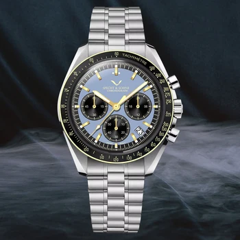 2023 Новые поступления Хит продаж Спортивные наручные часы Для мужчин из нержавеющей стали Япония Vk63 Хронограф Кварцевые часы Relogio Masculino