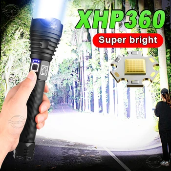 2023 НОВЫЙ XHP360 Самый Мощный Светодиодный Фонарик USB Перезаряжаемая Вспышка Zoom Torch Тактический Фонарь Long Shot Torch 1500m