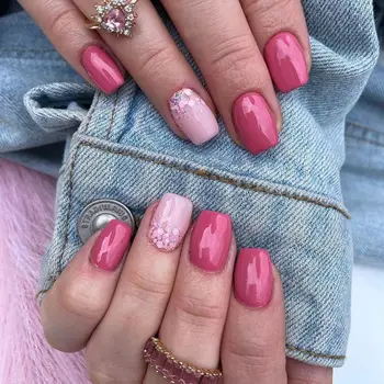24 шт. съемный пресс для ногтей своими руками, накладные ногти, розовые французские короткие круглые накладные ногти