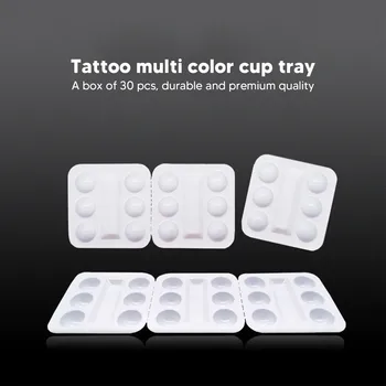 30шт Одноразовый лоток для чернил для татуировки Пластиковый лоток для чернил для татуировки и пигмента Подставка для принадлежностей для татуировки бровей