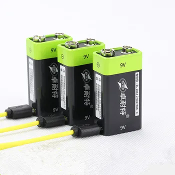 3ШТ ZNTER 9V 600mAh USB перезаряжаемая литиевая батарея 6F22 перезаряжаемая литиевая батарея + 1ШТ 3 в 1 кабель для зарядки Micro USB