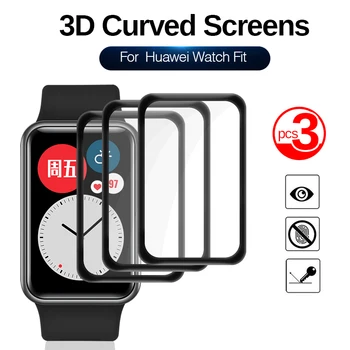 3шт Оригинальная Защитная Пленка С Полным Покрытием Для Huawei Watch Fit Screen Protector Glass Smart Watch Аксессуары Для Защитной Пленки