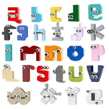 BuildMoc Английские Буквы 26 Стиль Строчный Алфавит Строительные Блоки Набор Знаний (A-Z) Образовательные Кирпичи Игрушки Для Детей Детские Подарки