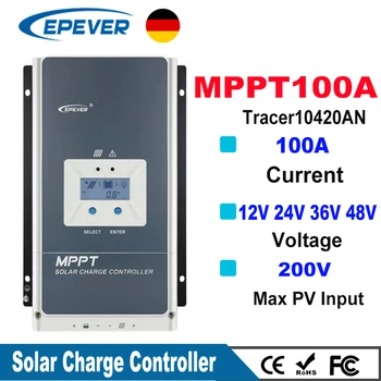 EPever MPPT 100A Контроллер Заряда Солнечной Батареи 12V 24V 36V 48V Подсветка ЖК-дисплея для Максимального Фотоэлектрического Входа 200V Запись в реальном времени 10420AN