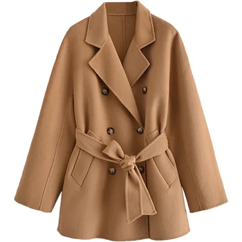 Hwitex Женские шерстяные длинные куртки, шуба, женские твидовые тренчи, классические шерстяные пальто ручной работы HW2089-S
