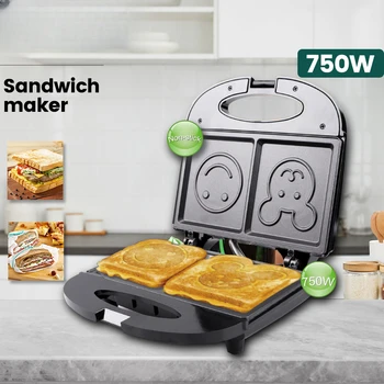 OXPHIC 750 Вт Smlie Face Машина для приготовления горячих сэндвичей, машина для завтрака, гриль-машина, Тостеры, Вафельницы, машина для поджаривания