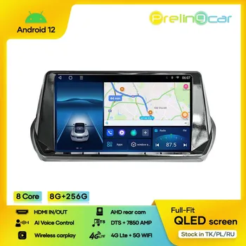 Prelingcar Android 12 DTS для Peugeot 208 2021-2022 Навигация, Мультимедийный автомобильный плеер, радио, Bluetooth, 2Din Стерео