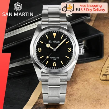 San Martin YN55 Автоматические Механические Часы серии Explore Climbing 39 мм Мужские Спортивные Ретро Роскошные Сапфировые часы со светящимся 10Bar