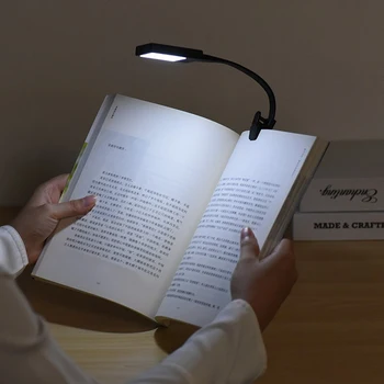 USB-перезаряжаемый книжный светильник с зажимом, 3-цветная книжная лампа с регулируемой яркостью, лампа для чтения для детей, лампы для снотворного, Книжный светильник