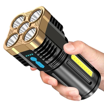 zk30 Высокомощный Четырехэлементный Светодиодный Фонарь USB Перезаряжаемый Мощный Светодиодный Фонарь Супер Яркий Фонарь COB Портативный Фонарь Для Кемпинга