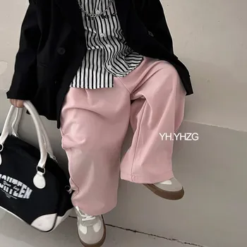 Весенние широкие брюки 2023 года из хлопка с эластичной резинкой на талии длиной до щиколоток, корейские свободные повседневные однотонные простые модные удобные дизайнерские