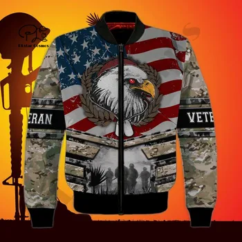 Ветеран армии, новейшие мужские / женские зимние теплые куртки-бомберы с 3D принтом, осенняя летная куртка на молнии, повседневное пальто унисекс в стиле Харадзюку 2