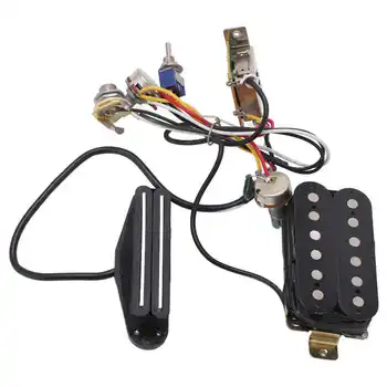 Двойная рейка, кабель звукоснимателя с двумя катушками, жгут проводов гитары, предварительно подключенный потенциометр 1T1V с выходным разъемом для музыкальных инструментов