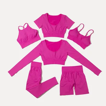 Женская спортивная одежда для йоги с U-образным вырезом, укороченный топ / шорты / брюки для фитнеса для женщин для танцев