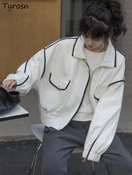 Женские куртки с панелями в стиле харадзюку, повседневные базовые Универсальные весенние Стильные свободные карманы, индивидуальный дизайн, уличная одежда
