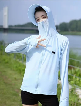 Женские солнцезащитные куртки для спорта на открытом воздухе, солнцезащитная шляпа, одежда для защиты от солнца из ледяного шелка, ветровка с карманами, защита от ультрафиолета
