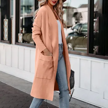 Женский повседневный вязаный кардиган с длинным рукавом, верхняя одежда, куртки с открытой передней частью пальто женское пальто женские зимние пальто 2022 @ 40