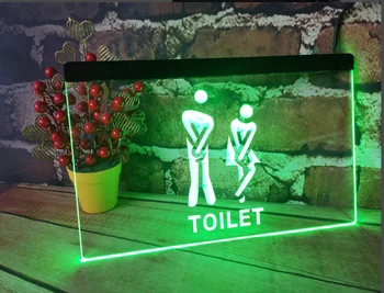 Забавная светодиодная неоновая вывеска для входа в туалет магазин домашнего декора и поделок