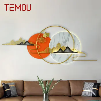 Китайская настенная лампа TEMOU LED Современная Роскошная Креативная Круглая Пейзажная бра в помещении для гостиной спальни