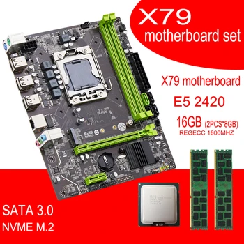 Комплект материнской платы QIYIDA X79 с процессором Xeon E5 2420 cpu 2шт x 8 ГБ = 16 ГБ 1600 МГц 12800R DDR3 memory ram