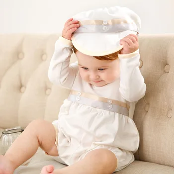 Крещение маленьких мальчиков, платье на день рождения на 1 год, детский комбинезон на крестины, одежда для маленьких мальчиков, комбинезон + шляпа 3-24 м