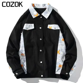 Куртка-бомбер с буквенным принтом, мужские Лоскутные Повседневные Университетские Бейсбольные куртки, Пара Весенне-осенних пальто на Хай-Стрит 2023 года Унисекс