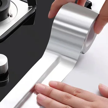 Кухонная термостойкая лента из алюминиевой фольги, самоклеящаяся маслостойкая наклейка, водонепроницаемая