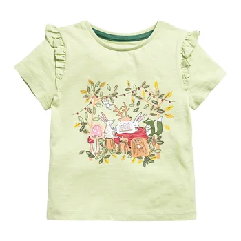 Летняя одежда 2023 года, новые модные топы для маленьких девочек с милыми животными и кроликами, хлопковая повседневная футболка для детей 2-7 лет