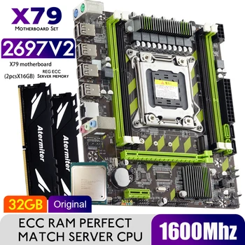 Материнская плата Atermiter X79 с XEON E5 2697 V2 2* 16 ГБ = 32 ГБ DDR3 1600 REG ECC RAM Memory Combo Kit Комплект NVME SATA Сервер