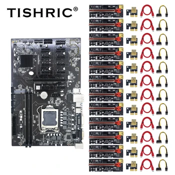 Материнская плата для майнинга TISHRIC B250 + 12ШТ Riser 009S Plus Card B250B BTC Слот для материнской платы LGA1151 PCIE 1X Поддержка оперативной ПАМЯТИ DDR4 DIMM
