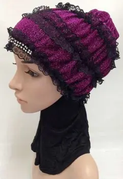 Мерцающий хиджаб, мусульманский тюрбан, блестящие шапочки (исключая шарф ниндзя), Эластичная шапочка для химиотерапии, исламская шляпка-капор, повязка на голову, трубка