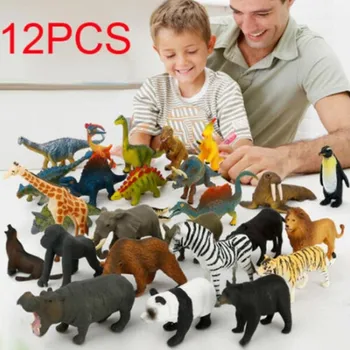 Мини-модель Животного, Имитирующая Динозавров, Морских Животных, Дикую природу, Модель Мира, Развивающие Игрушки для Детей, 12 шт. в наборе