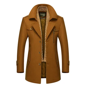 Мужские шерстяные пальто M-4XL, зимние мужские куртки с отложным воротником, длинные, однотонные, тонкие, простые, модная верхняя одежда Hw130