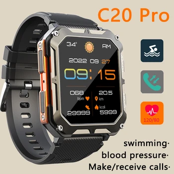 Новейшее обновление C20 PRO 2023, смарт-часы с функцией Bluetooth, определение артериального давления, IP68, водонепроницаемые мужские спортивные умные часы для плавания и ныряния