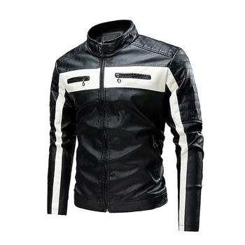 Новое мужское модное пальто с отстрочкой, новое поступление мотоциклетной кожаной куртки