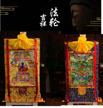 Оптовые буддийские принадлежности 2P-87 CM Thang-ga art эффективная Защита лекарство 8 Будд Зеленая картина Тара Тханка