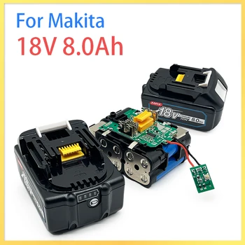 Оригинал Для Makita 18V 8.0Ah/8000mAh Замена Литий-ионного аккумулятора LXT BL1860B BL1860 BL1850 Аккумуляторная Батарея Электроинструмента