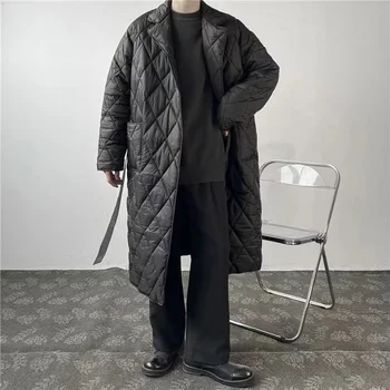 Осень-зима, Темная индивидуальность, свободная тонкая хлопковая стеганая куртка средней длины для мужчин, женская ветровка, пальто для мужчин, парка 2023