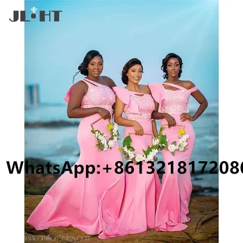 Платья подружек невесты в африканском стиле для чернокожих девушек 2021 года, длинное свадебное платье, эластичные атласные платья подружек невесты в стиле русалки