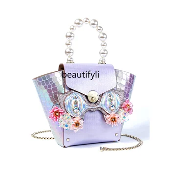 роскошная модная сумка yj Light с жемчугом, переносная сумка-сова через плечо из воловьей кожи, меняющая облик.