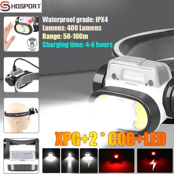 Светодиодный налобный фонарь с интеллектуальным волновым датчиком XPG COB Head Light, долговечный водонепроницаемый фонарь для кемпинга на открытом воздухе, рыбалки, пеших прогулок