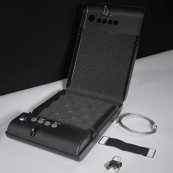 Сейф для пистолета в европейском и американском стиле с паролем, с четырьмя резиновыми кнопками и ключами для открывания, цельнометаллический