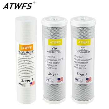 Сменный комплект предварительных фильтров двойной емкости ATWFS для системы картриджей с фильтром обратного осмоса для воды, этап 1, 2 и 3